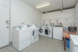 Shared laundry facilities in our amenities block